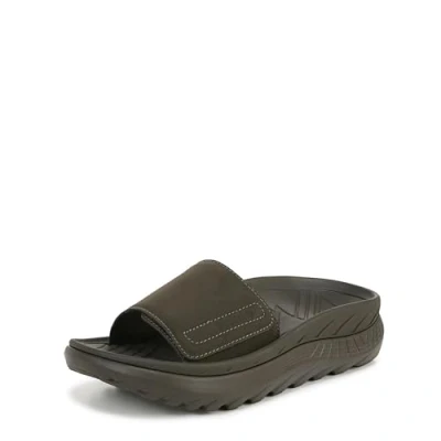 Image of Vionic Womens Rejuvenate Slide Sandal, Dark Khaki Green Syn Nubuck, 3 UK