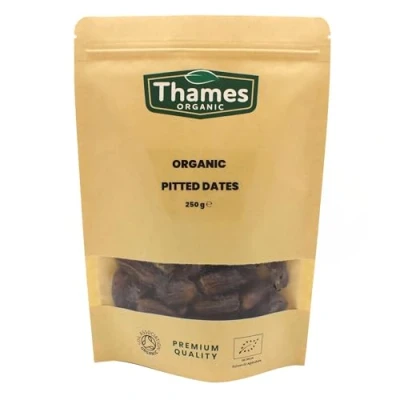 Image of Organic Dried Pitted Dates Raw, Vegan, GMO Free No Additives or Preservatives, High Fibre, Certified Nutritious, Delicious, and Convenient Thames 250g