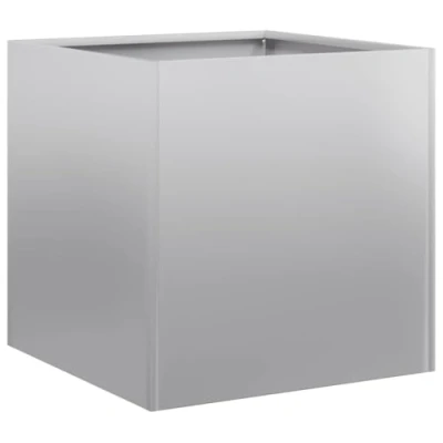 Image of vidaXL galvanised steel plant pot outdoor vegetable container/flower garden planter 40x40x40 cm