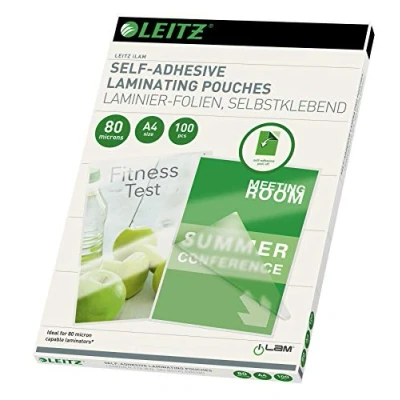 Image of Leitz iLAM 80 Microns A4 Self Adhesive Laminating Pouches (Pack of 100)