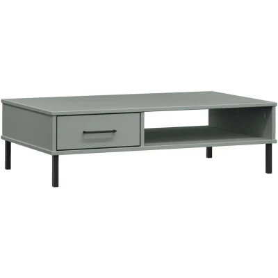 Image of vidaXL Coffee Table with Metal Legs Grey Solid Wood Pine OSLO