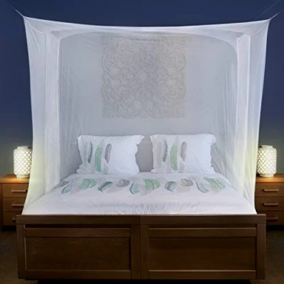 Image of Mosquito Net for Single to King Sized Beds 2 Side Openings &amp; 6 Hanging Loops Decorative Rectangular Shape Home Travel Bed Canopy Kit Carrying Bag Included