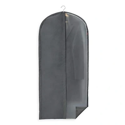 Image of Rayen Wardrobe clothes Zip up hanging suit Dress cover resistant to dust, moisture and moths. 60 x 135 cm. Dark Grey/Translucent, Polyester