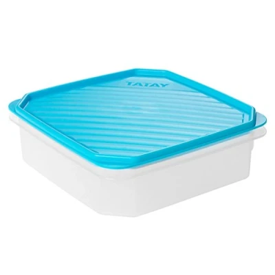 Image of TATAY Food Storage, Airtight, 1.3 L of Capacity, Flexible Pressure Lid, BPA free, Suitable Microwave and Dishwasher, Blue. Measures: 18,5 x 6,1 cm