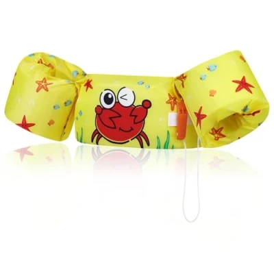 Image of MoKo Swim Arm Band for Kids, Children Vest Cute Cartoon Swimming Wings Pool Floats Sleeve Toddlers Water Device Beach Sports Learning Training Equipment, Yellow Crab