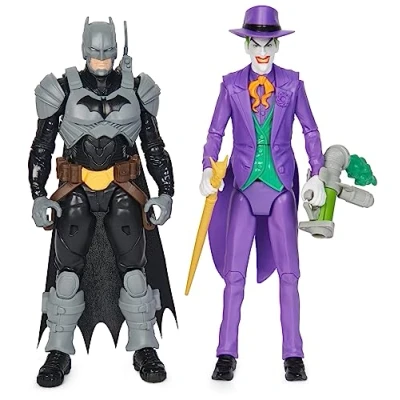 Image of DC Comics, Batman Adventures, vs The Joker Action Figures Set, 2 Figures, 12 Armour Accessories, 30 cm Super Hero Kids’ Toy for Boys and Girls