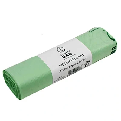 Image of 140 Litre x 10 Bags Compost Bag Compostable Wheelie Bin Liner Biodegradeable Sacks/Liners EN 13432 140L with Composting Guide