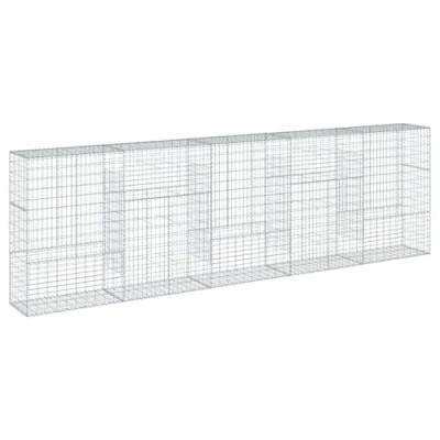Image of vidaXL Gabion Basket with Cover 500 x 50 150 cm in Galvanised Iron, Wall, Support Fence