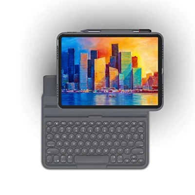 Image of ZAGG Pro Keys Keyboard &amp; Case with Trackpad Pencil Holder for iPad 11 inch (1st + 2nd Gen)/10.9 Air (4th 5th Gen), QWERTY UK English, Black/Gray