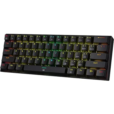 Image of Redragon K630 Dragonborn 60% Wired RGB Gaming Keyboard, 61 Keys Compact Mechanical Keyboard with Brown Switch, Pro Driver Support, Black