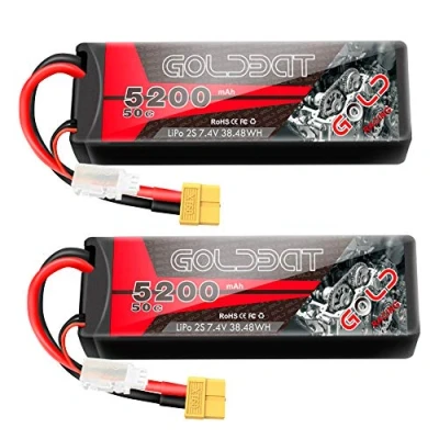 Image of GOLDBAT RC Battery LiPo 2S 5200m Ah 50C 7.4V Hardcase Pack with XT60 Plug for Car Evader Helicopter Truggy Buggy BX Auto LKW Truck Hobby (2Packs)