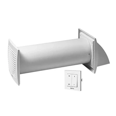 Image of EUROPLAST 100mm Heat Recovery Unit 4 inch Extractor Fan Ceramic Air Exchanger White Single Room Ventilation System Decentralised MVHR Wall Switch