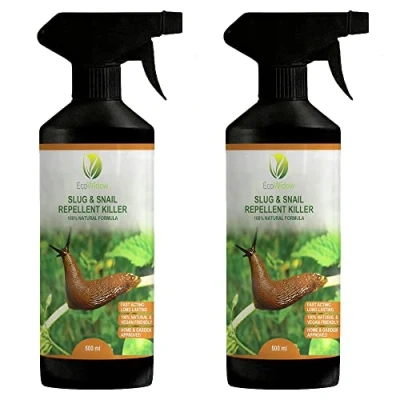 Image of EcoWidow Natural Slug and Snail Repellent killer Spray 2x 500ML Indoor Outdoor Garden Fast Acting Alternative to Copper Tape pellets