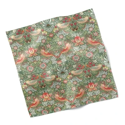 Image of Harrison Cropper William Morris Strawberry Thief Design Fabric Napkin Set of 4 (Sage)