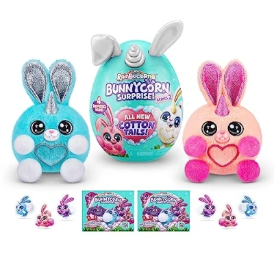 Image of Rainbocorns Bunnycorn Surprise Series 2, 2 Pack, 4 Surprises Inside, Collectible Plush Pets, (2 Pack)