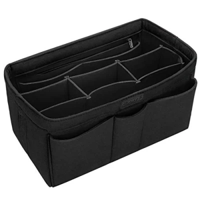 Image of Ropch Felt Insert Bag Organizer in Bag, Women Tote Purse Organiser Handbag, Black/L