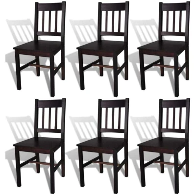 Image of vidaXL Dining Chairs 6 pcs Dark Brown Pinewood