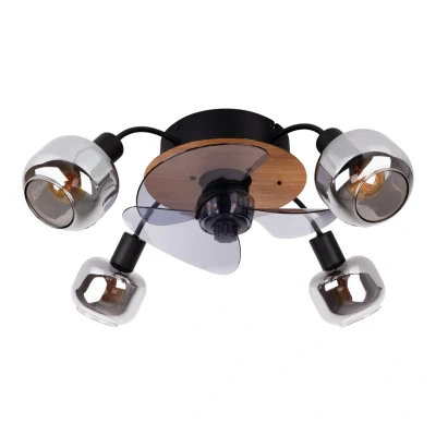 Image of Näve Fumoso ceiling fan, four E14 smoked glass lights