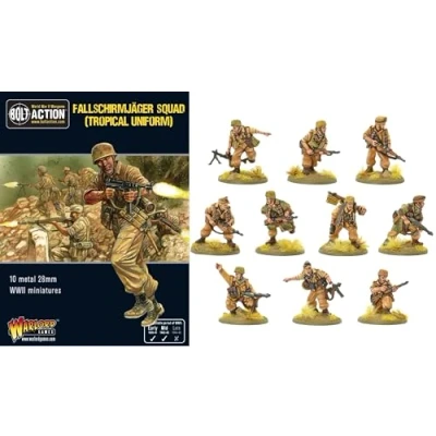Image of Fallschirmjager squad in Tropical Uniform 28mm Scale Metal Miniatures for Bolt Action by Warlord Games Highly Detailed World War 2 Table top Wargaming