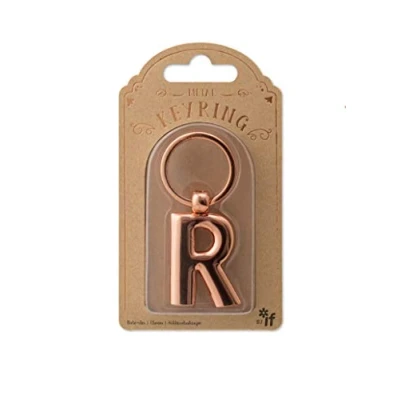 Image of IF Metal Letter Keyring Personalised Alphabet Letters Rose Gold R