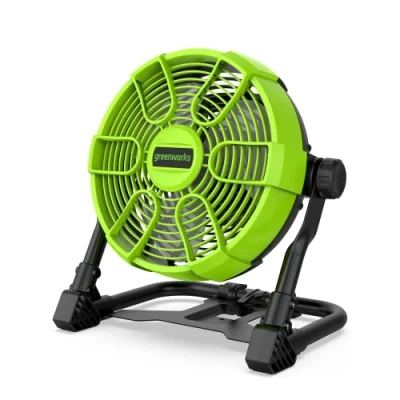 Image of Greenworks G24FAN Cordless Hybrid Fan with Hanging Hook, 25.4cm Diameter, 2600rpm, 5 Speed Settings, 360 Rotating Head, AC Power Cable Compatible, WITHOUT 24V Battery &amp; Charger, 3 Year Guarantee