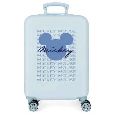 Image of Disney Mickey All Smile Valise Cabine Multicoloured 38 x 55 20 cm Rigide ABS Fermeture à Combinaison Latérale 35L 2 kg 4 Doubles Roues Bagage Main, Blue, One Size, Cabin Suitcase