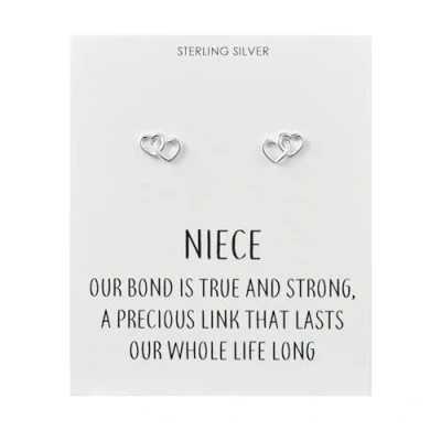 Image of Philip Jones Sterling Silver Niece Quote Heart Link Earrings