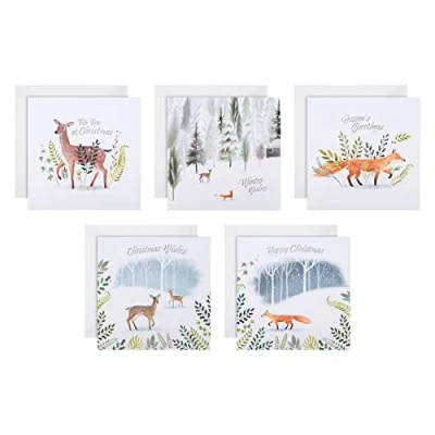 Image of Hallmark Charity Christmas Cards Pack of 30 in 5 Contemporary Designs, 25572267, Woodland Animal Card