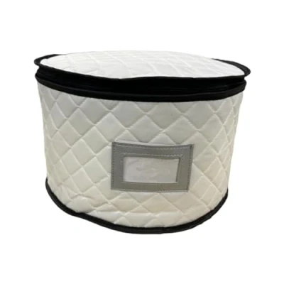 Image of MagiDeal China Storage Container Plate Organizer Dish Round Dinner Quilted Case for Dinnerware Stemware Mugs, Beige M
