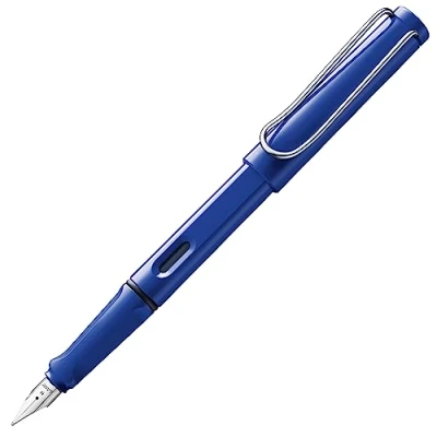 Image of LAMY safari blue Fountain Pen with ergonomic grip &amp; polished steel nib in size M ideal for any Writing Calligraphy including T 10 cartridge Right Handed