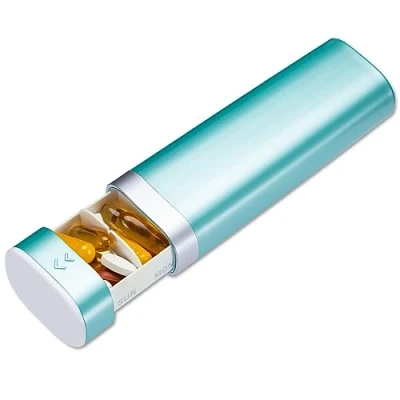 Image of Pill Box 7 Day, Betife Daily Organiser, Weekly Travel Tablet Cute Holder to Hold Vitamins, Medicines, Pills, Supplements (Green)