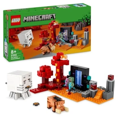 Image of LEGO Minecraft the Nether Portal Ambush Adventure Set, Building Toys for Boys and Girls with Battle Scenes, Iconic Characters &amp; Mobs Figures from Game, Gifts Kids 8 Plus Years Old 21255