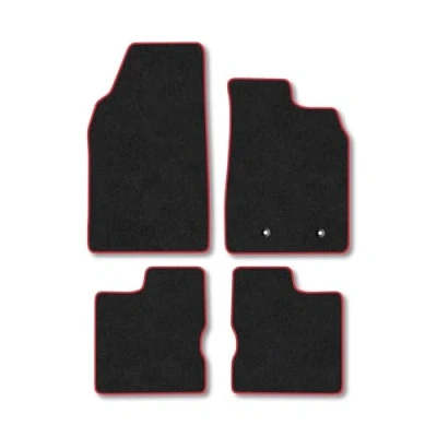 Image of Car Mats Compatible with Dacia Duster (2018 ) [Without Passanger Drawer] Tailored Fit Red Carpet Floor Set Accessory Custom 4 Pieces Anti Slip Backing &amp; Binding Trim Edge