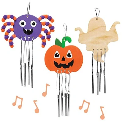 Image of Baker Ross AR667 Wooden Windchimes (Pack of 4) for Kids Halloween Crafts and Decorations, Assorted