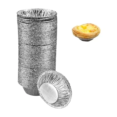 Image of &quot;Jagowa 100 Foil Trays Tart, Muffin, Bun, and Egg Tart Cases Perfect for Baking Cooking Pastries, Cakes, More!&quot;
