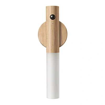 Image of Schindora Motion Sensor Night Lights, Magnet Body Hallway Wooden Wall Sconce, Rechargeable Portable Stairway LED Light for Bedroom, Hallway,