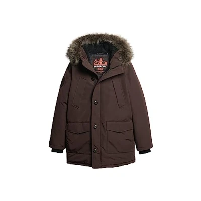 Image of Superdry Men&#039;s Everest Faux Fur Hooded Parka Jacket, Dark Brown, M