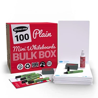 Image of Show me EB245 Rigid Plain Double Sided Boards A4 Size for Drywipe and White Board Pens Classroom Set Ideal Schools Education (100 Sets)