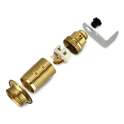 Image of E14 Lamp Socket Brass with Metal Bracket