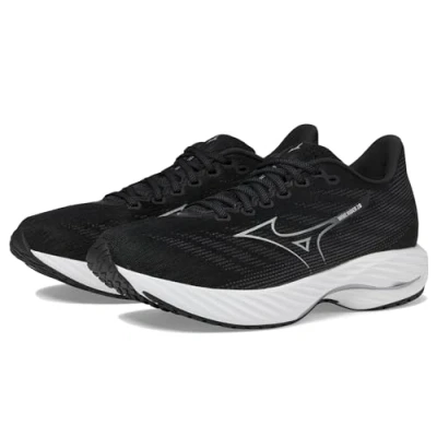 Image of Mizuno Mens Wave Rider 28 Running Shoe, Black Silver, 9.5 UK