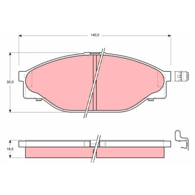 Image of 0446526010, 0446526200, 0446526220, 0446526280, 0446535010 Brake pad set TRW GDB3109 not prepared for wear indicator TOYOTA: HILUX 6 Pick up