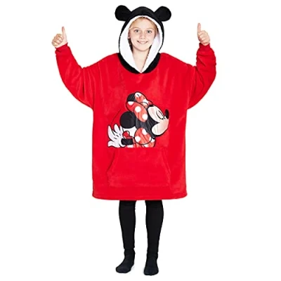 Image of Disney Hoodies for Girls Boys, Kids Oversized Hoodie Blanket, Minnie Mickey Stitch Gifts (Red)
