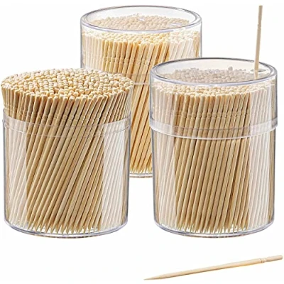 Image of [1500 Count] Bamboo Wooden Toothpicks Wood Round Single Points Tooth Picks