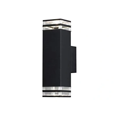 Image of Pollux Outdoor Modern Up Down 4 Line Wall Light Black 2x GU10, IP44