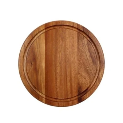 Image of UNIQUE HOME LIVING Acacia Wood Bread Board, 25cm Round Wooden Slice Cutting Board Kitchen Food Serving Tray