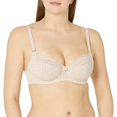 Image of Freya Women&#039;s Viva Underwire Side Support Bra Full Coverage, Opaque, Lace Natural Beige, 34DD