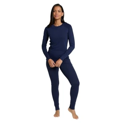Image of Mountain Warehouse Talus Womens Long Sleeves Baselayer Top Thermal Underwear, Lightweight Ladies Tee Shirt, Breathable, Easy Care for Navy Women&#039;s Size 14