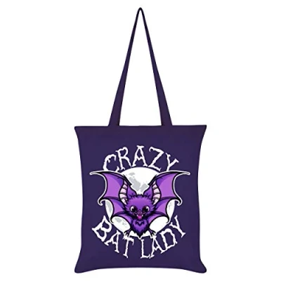Image of Grindstore Crazy Bat Lady Tote Bag Purple 38x42cm