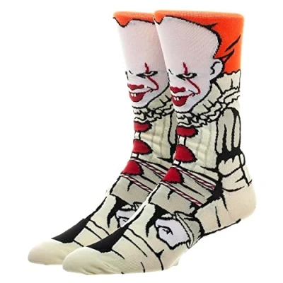 Image of EZB Pennywise Evil Clown Patterned Character Crew Socks Gift Idea for Men Women Boys &amp; Girls Size 3 7