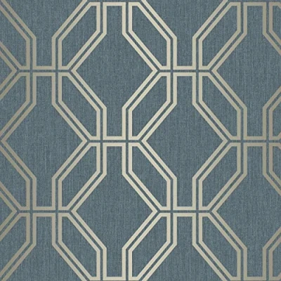 Image of Highgrove Trellis Duplex Wallpaper Navy/Gold Rasch 275260